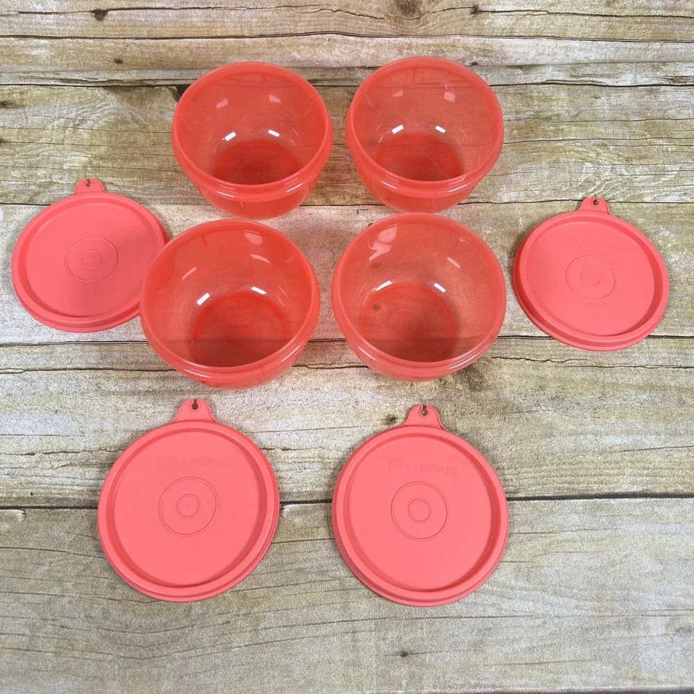 Tupperware Ideal Little Bowls Set 4 With Seals/Lids Small 8 Oz Snack Cups